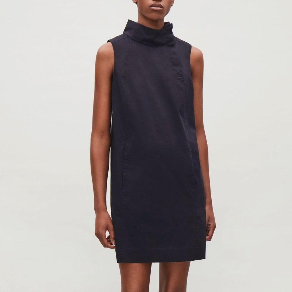 COS high neck navy dress size 2